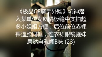 《极品CP魔手外购》坑神潜入某单位女厕隔板缝中实拍超多小姐姐方便，后位前位赤裸裸逼脸同框，连衣裙眼镜骚妹居然自慰闻B味 (23)